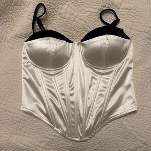 Fashion Nova Black and White Satin Bustier